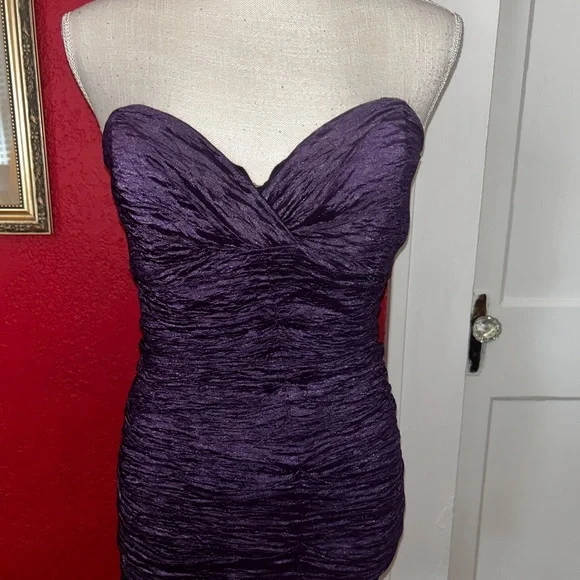 Elegant Purple Strapless Dress by Nicole Miller size 6 - Picture 2 of 8